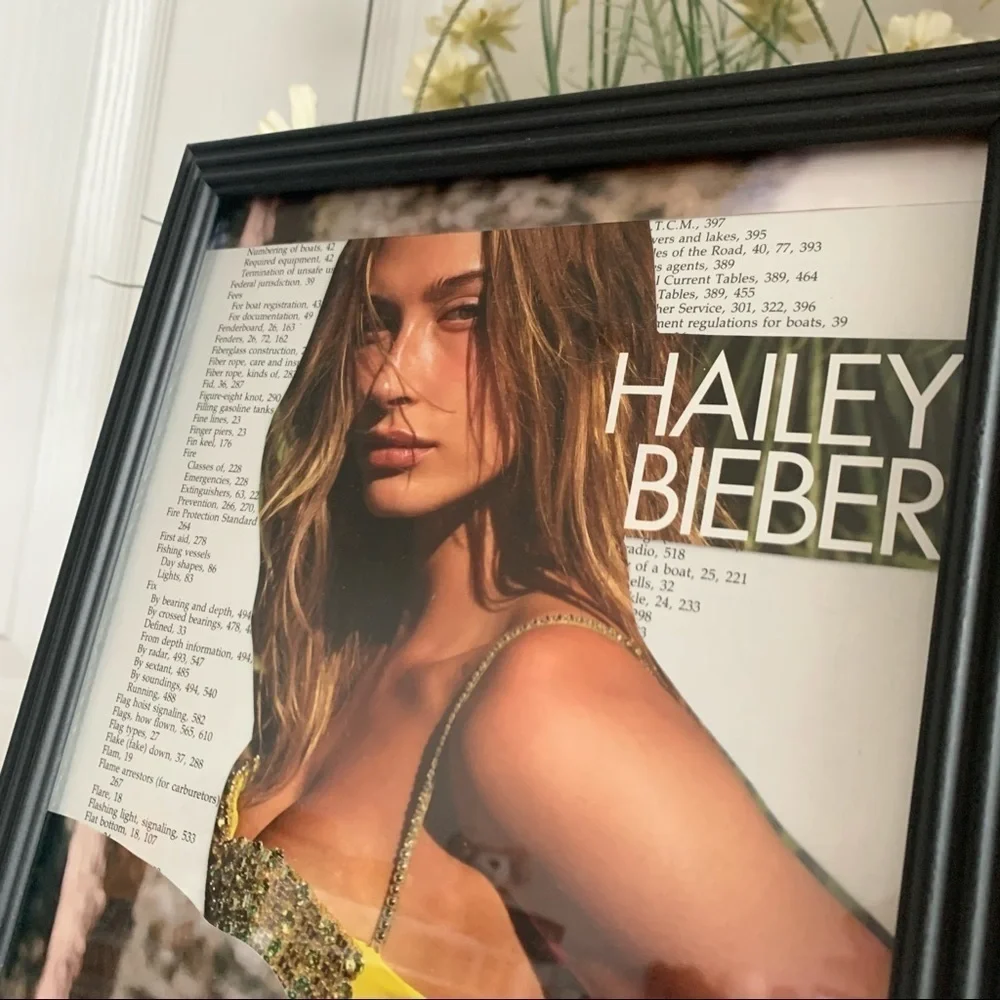 Editorial Collage Wall Art Hailey Bieber Yellow Top Portrait Chic Aesthetic